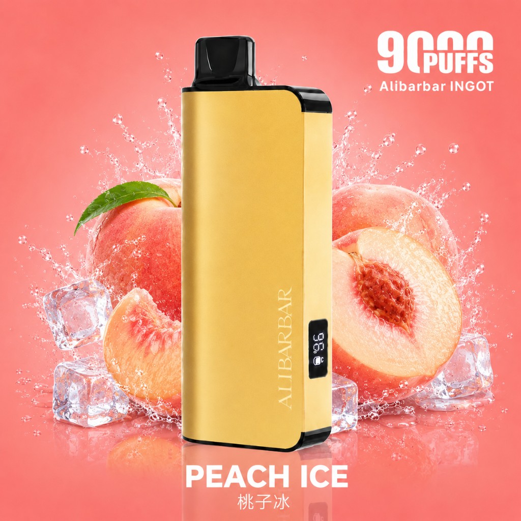 Peach Ice Alibarbar Ingot 9000 puffs flavor
